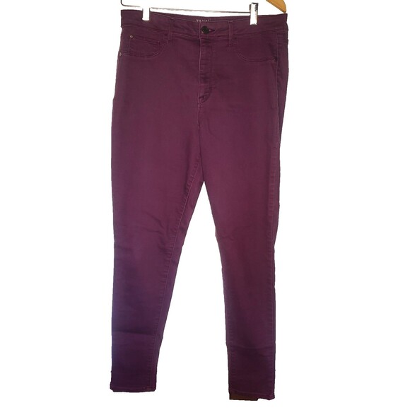 Time & True Hi Rise Stretch Skinny Trouser Pant Plum Office Preppy Womens 14 NWT - Picture 1 of 3